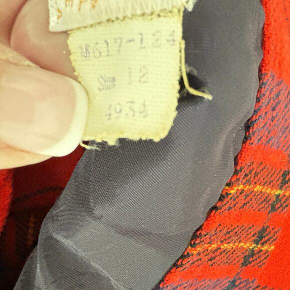 PENDELTON Red Plaid Wool Skirt 12 Ralph Lauren Christmas Holiday Preppy ( FLAW) - Picture 6 of 8